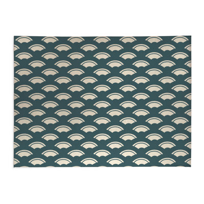 Japanese Ocean Wave Low Profile Kitchen Mat