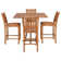 Teak Wood Bistro Bar Set Including 35" Square Miami Bar Table And Abacho Barstools