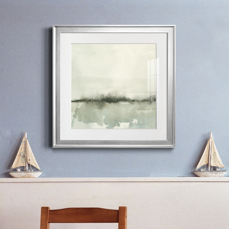 Toile encadrée de qualité supérieure Winter Reflections IV - prête à être accrochée, Papier avec cadre argenté, Blanc