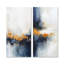 «Blue and Yellow Fluid Harmony», peinture abstraite I - ensemble de 2 peintures murales abstraites en métal-102687858
