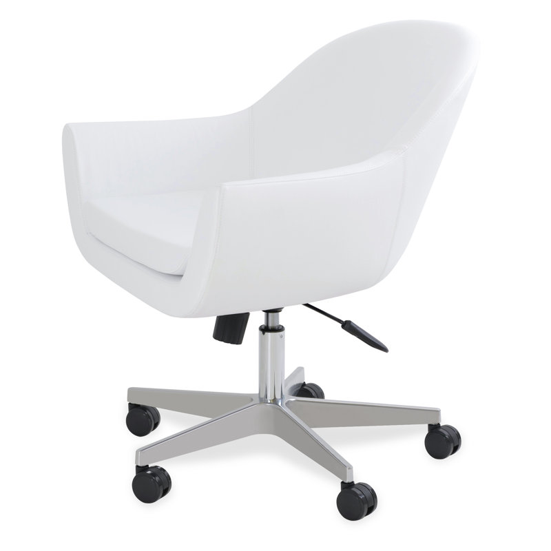 sohoConcept Madison Task Chair, White Leatherette, Silver