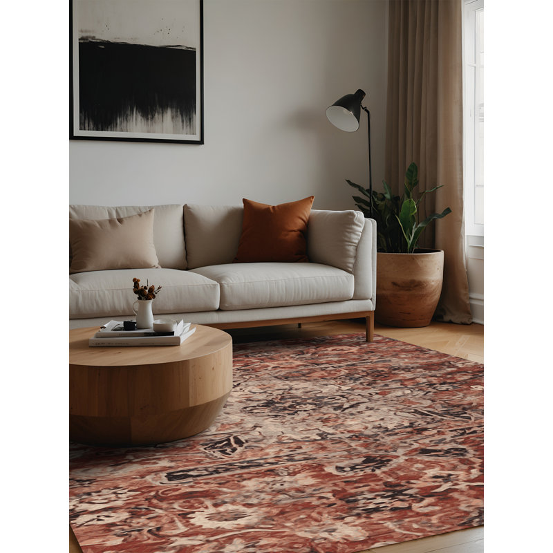 Machine Washable Brown Area Rug, Square 6'