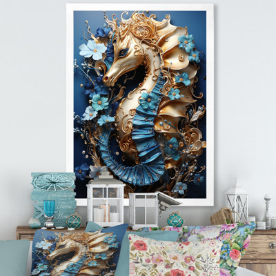 «Sapphire Seahorse Delicate Drips I», reproduction sur toile