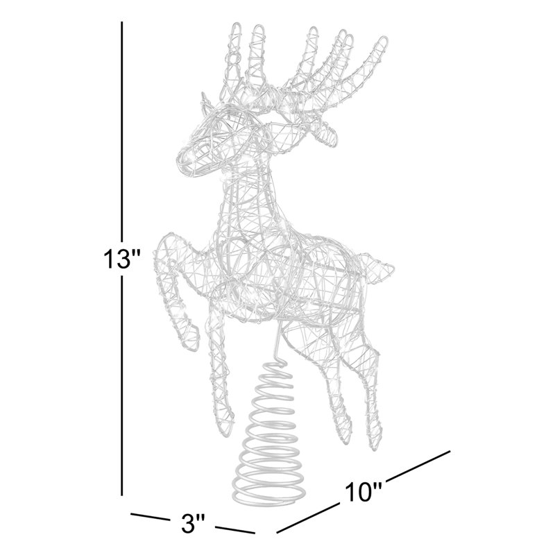 Décoration pour sommet de sapin de Noël avec lumières DEL - 13 po - lumières blanc chaud, Argent