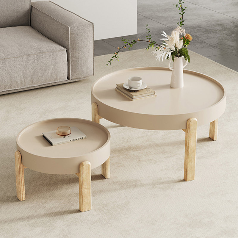 Modern simple log cream style coffee table