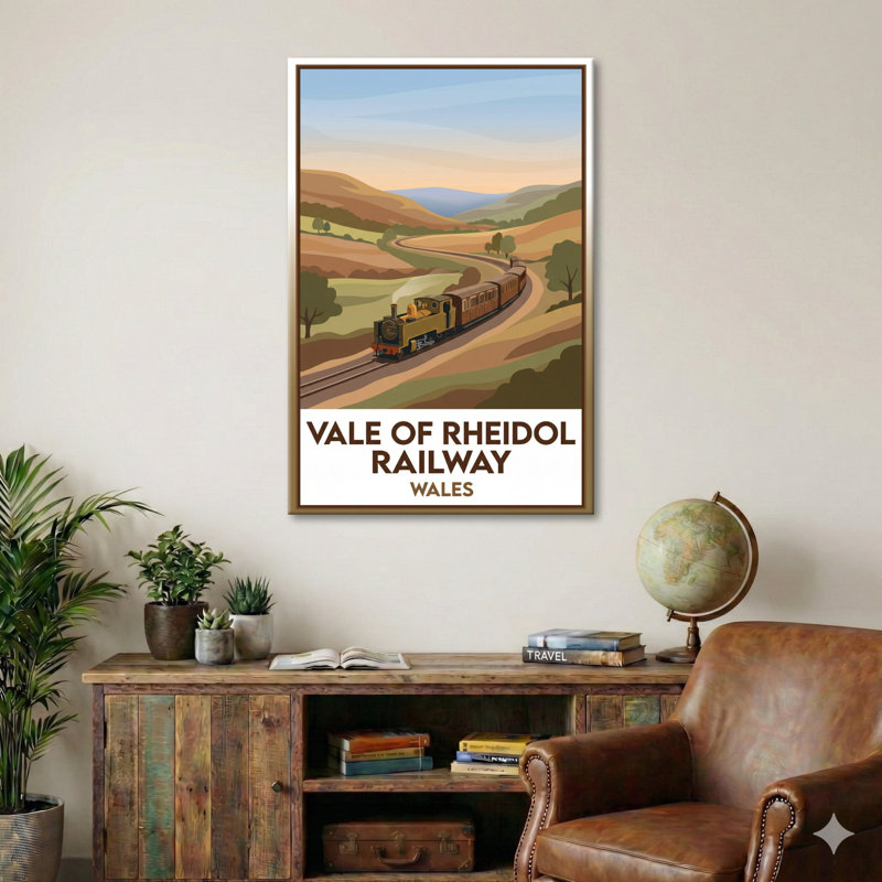 Vale Of Rheidol Railway, Wales - Romantic Steam Journey Travel Poster. Giclee Print On Wrapped Canvas. Wall Art, Home Decor - Transport & Engineering, Wales - Wrapped Canvas Print