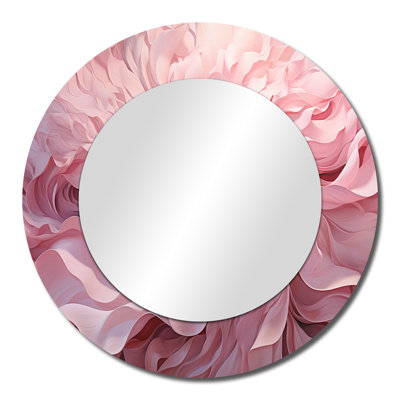 Pink Tender Twirl Spiral - Abstract Spirals Mirror, Pink Round Unique Wall Mirror, Printed Metal Art