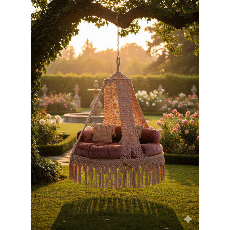 Balancelle luxueuse avec coussin pour une détente intérieure et extérieure