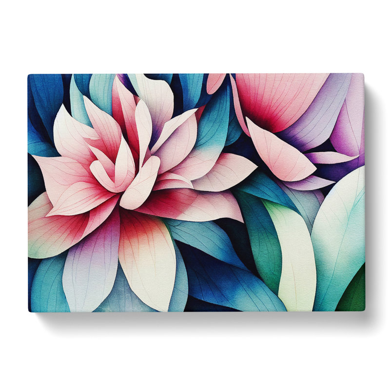Exciting Watercolour Flowers Abstract - Wrapped Canvas, 35cm H x 50cm W x 3cm D