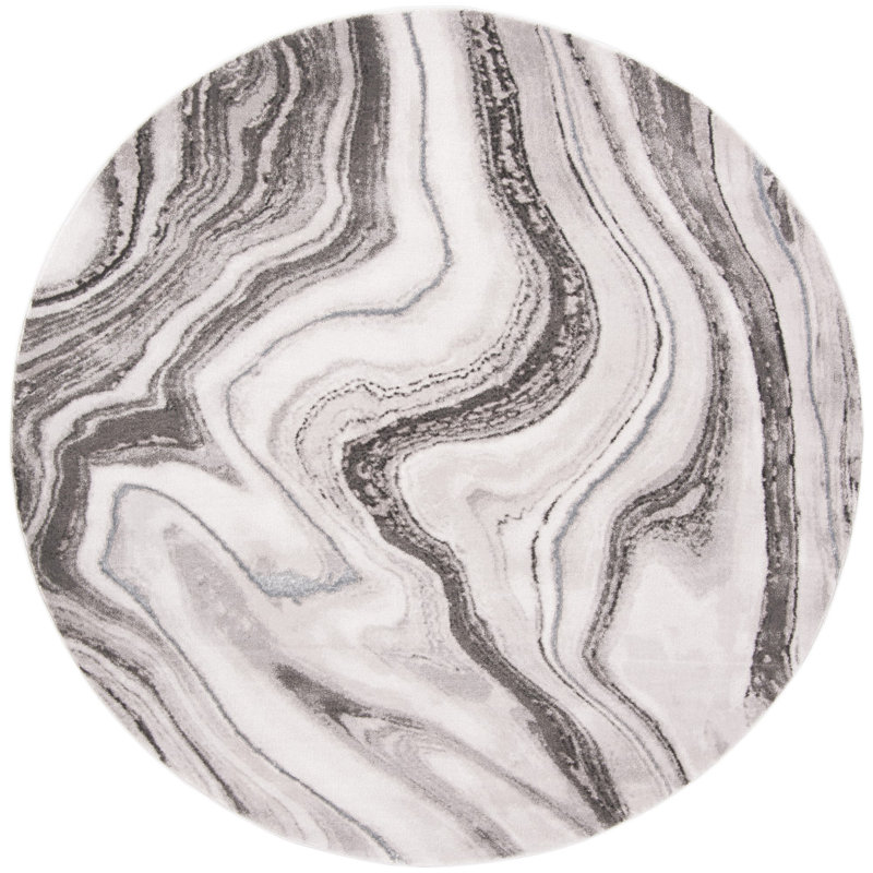 Tapis abstrait gris Swindle, Rond 9 pi