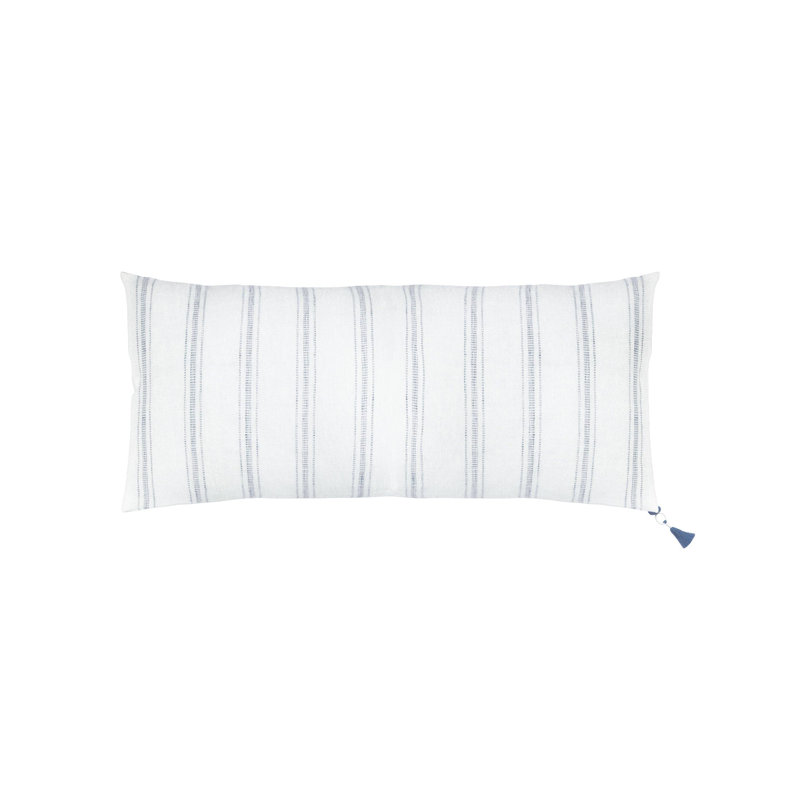 Luxe Lumbar Pillow Cover & Insert, White/Gray, Feather