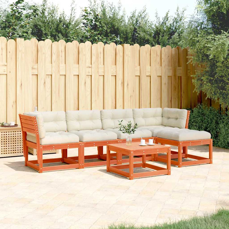 273cm Wide Patio Sofa, Wax Brown, White