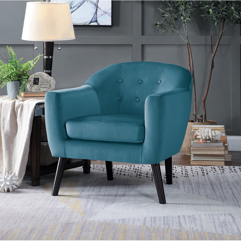 Fauteuil capitonné Leppert, Bleu