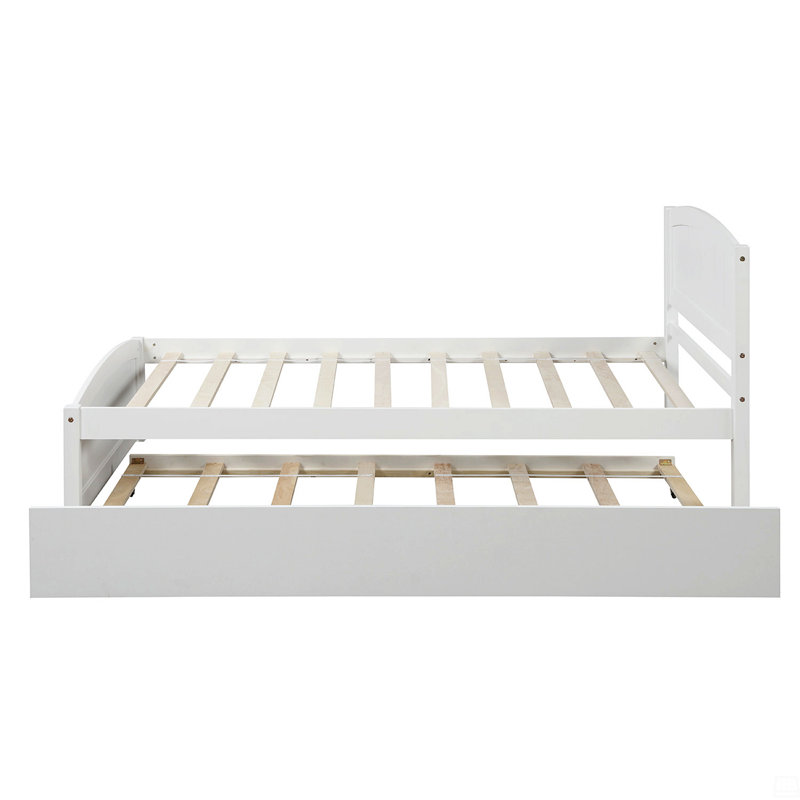 Lit plateforme simple avec lit gigogne, Blanc