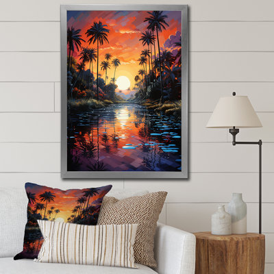 «Kleisthenes Orange Palm Trees Mosaic VII», reproduction d'art sur toile
