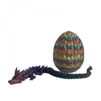 Ensemble de 2 figurines de dragon avec œuf aux couleurs de l'arc-en-ciel imprimé en 3D
