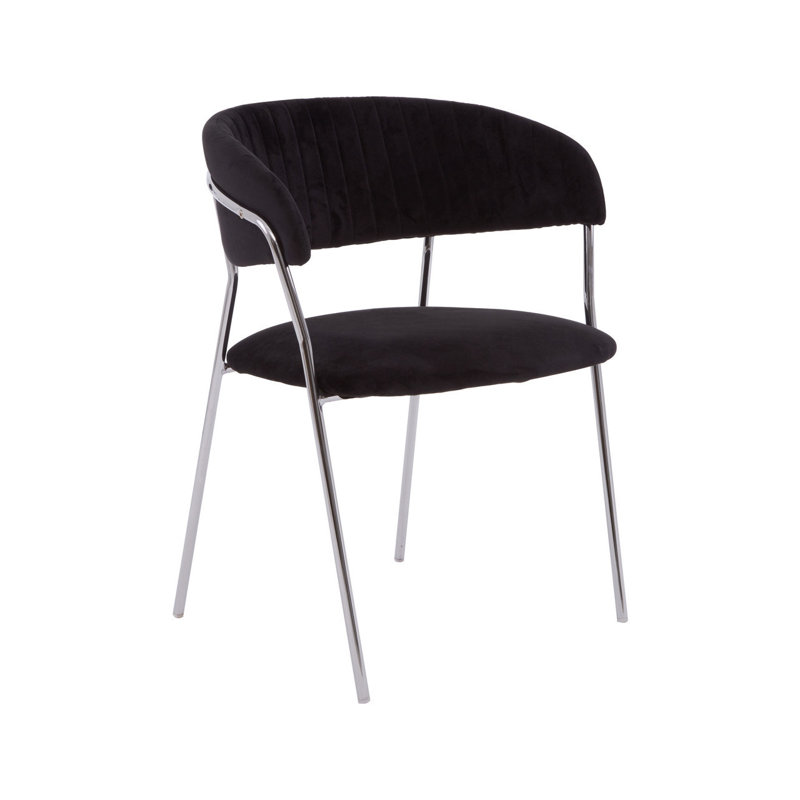 Elsberry 46cm H Velvet Upholstered Armchair, Silver, Black