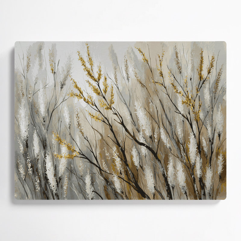 Art mural en métal Botanical Catkin Branches, H 132 po x l 168 po x P 0,05 po