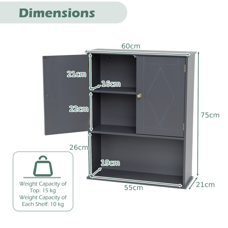 MDF Wall Mounted Required Bathroom Cabinet