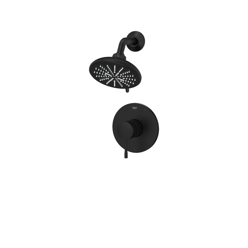 Essence Shower Faucet with Rough-in Valve, Matte Black