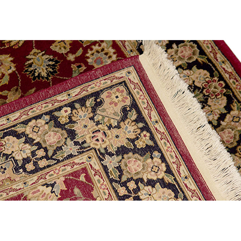 Hand-Knotted High-Quality Red and Navy Area Rug