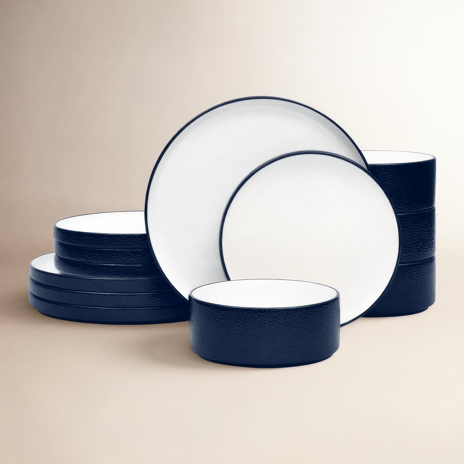 Noritake Colortex Stone 12-Piece Dinnerware Set, Service for 4, Navy