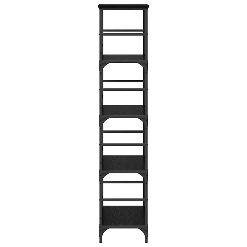 50cm W Metal Etagere Bookcase, Black Oak, (4 Shelves) 153cm. H x 50cm. W x 33cm. D