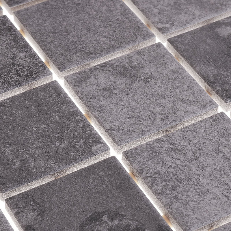 Slate Attache 12" x 24" Porcelain Mosaic Tile in Meta Dark Grey, Meta Dark Grey