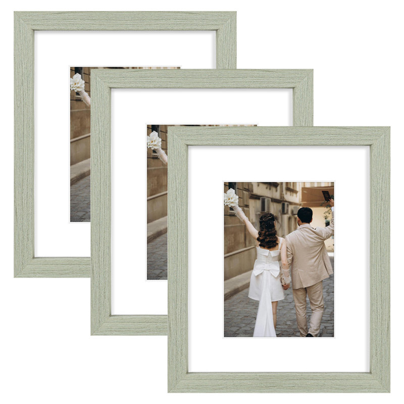 Engineered Wood Picture Frames with Plexiglass, Light Gray, 8" x 10"