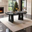 Table de salle à manger de 63 pouces en faux marbre avec base géométrique en MDF-1327564301