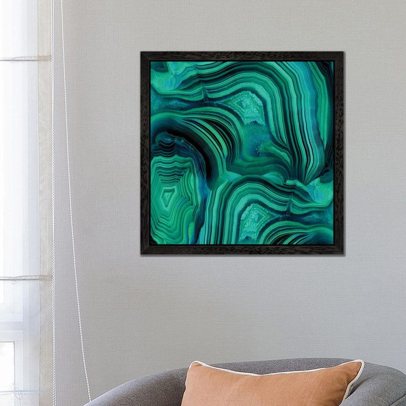 Malachite In Green And Blue by Danielle Carson - Painting on Canvas, 93.98 cm H x 93.98 cm W x 3.175 cm D, Black Framed