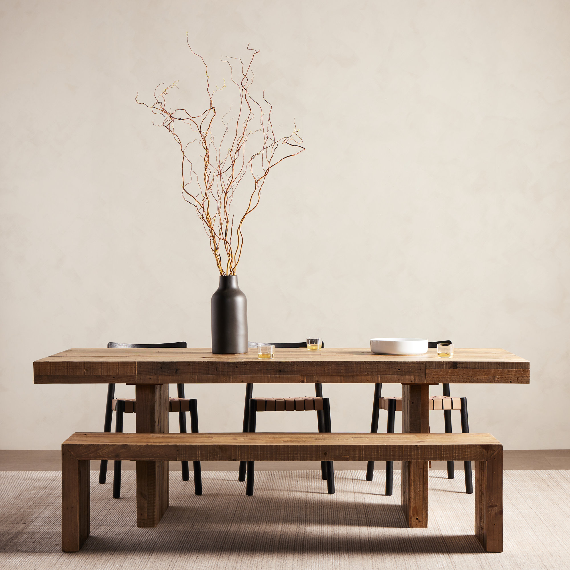 Adene Bench, Brown, 18" H x 58" W x 15" D