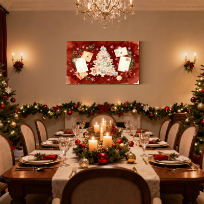 Christmas Christmas Tree Made Of Stamps And Letters Set of 3 Canvas Wall Art Prints