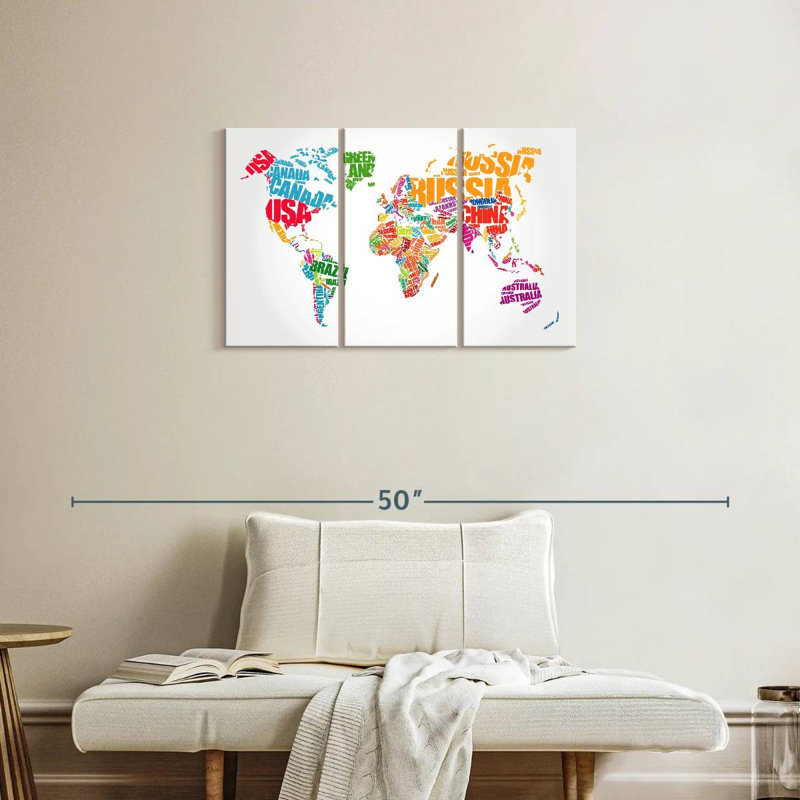 Aliaz Typography World Map, 20" H x 33" W