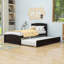Lit plateforme simple en bois avec lit gigogne simple et tête de lit-838641656