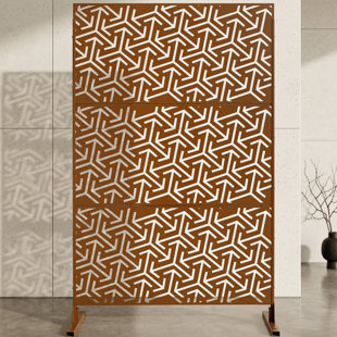 Paravent autoportant en métal 76 po x l 48 po - Motif de feuilles découpées au laser pour l'extérieur et l'intérieur