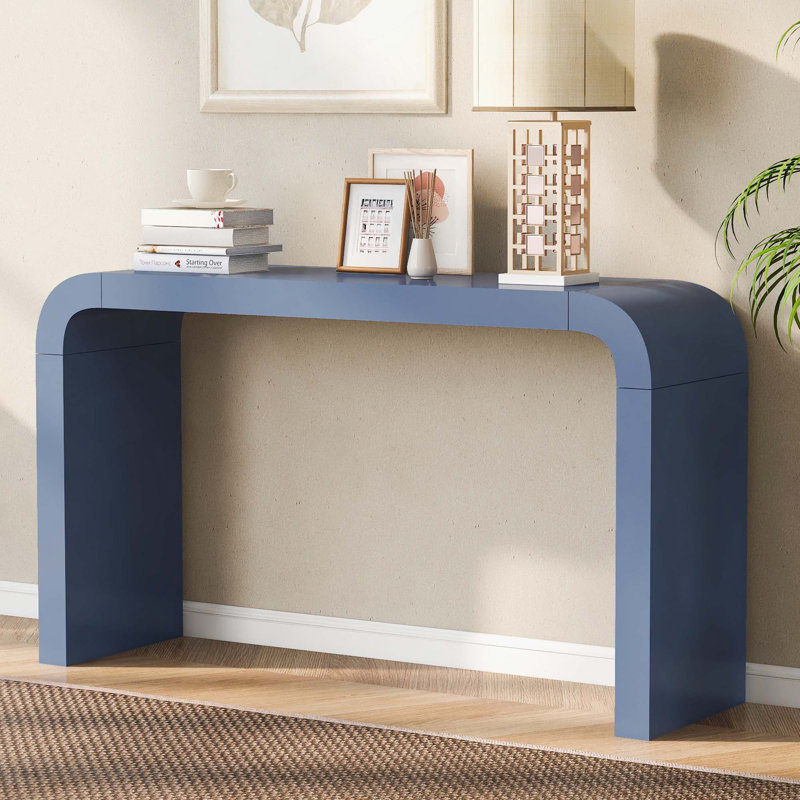 Table d'entrée minimaliste en acacia avec 2 pieds, Marine