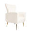 Upholstered Velvet Wingback Arm Chair - Gold Legs, Charming Single In White With Wingback, Gold- For Various Rooms,