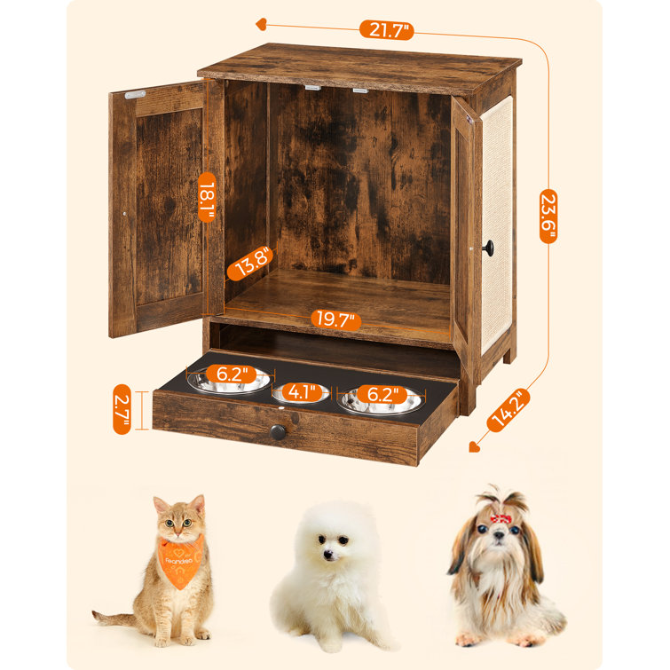 Rocky Dog Food Storage Containers Cabinet with Integrated Pet Feeding  Station Furniture for Dogs and Cats