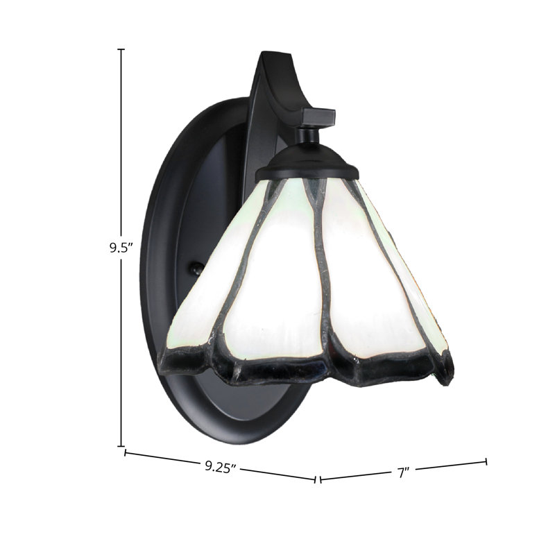 Alissha Wall Sconce Shown In Matte Black Finish With 7" Pearl & Black Flair Art Glass, Black