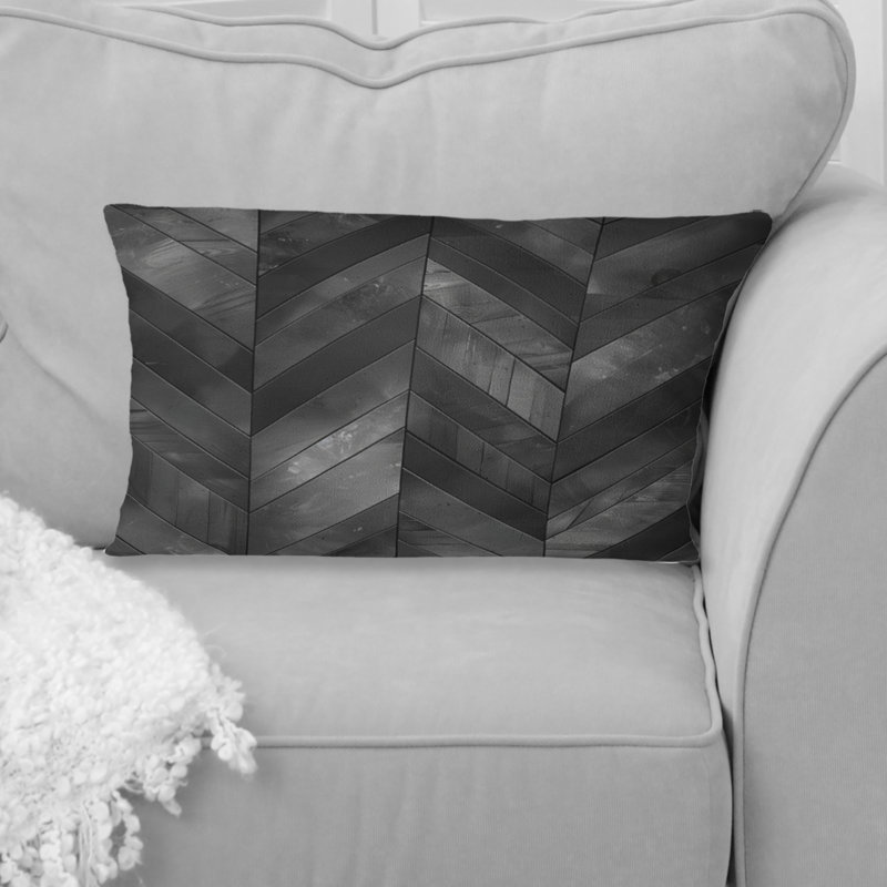 Coussin lombaire gris foncé à chevrons III - moderne
