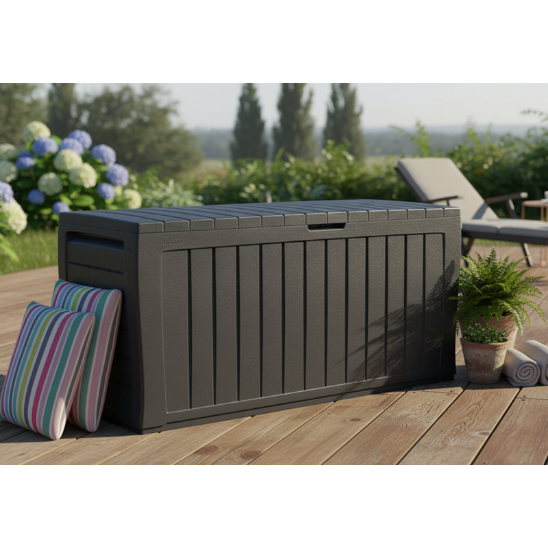 KYEUIN 114.5cm W 270L Plastic Storage Bench in Grey