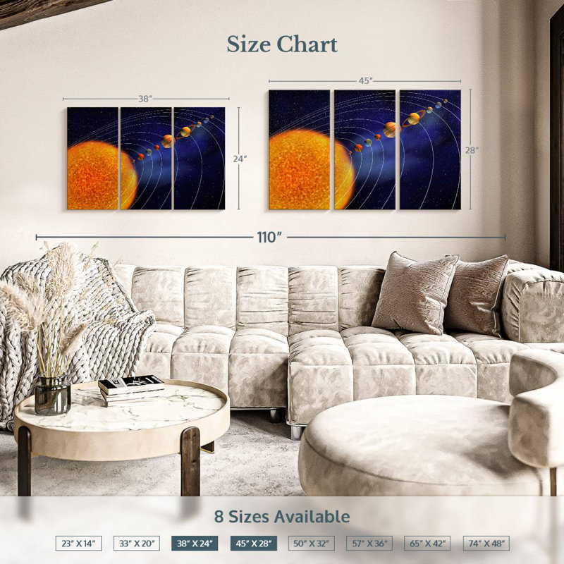 Solar System Planetary Orbit, 28" H x 45" W