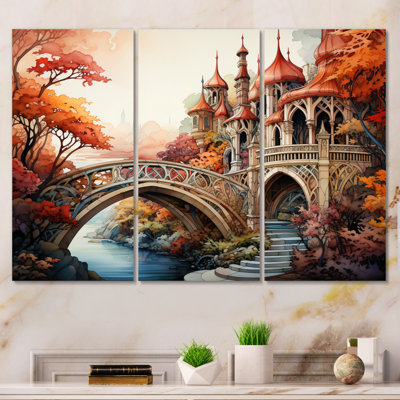 " Orange Bridge Whimsical Archway " 3 - Pieces