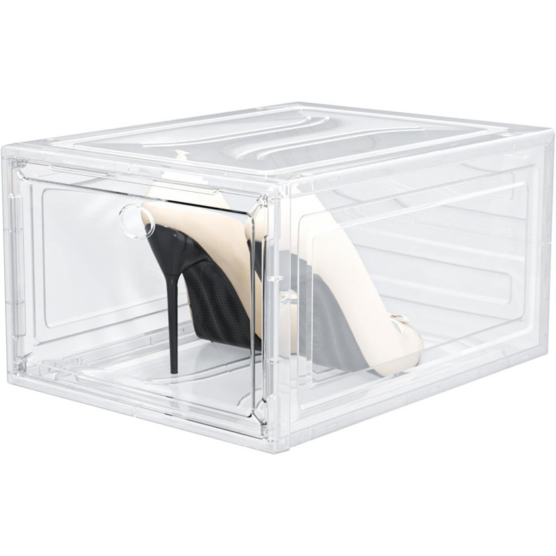 Shoe Storage Box, 6 Pcs Shoe Storage Plastic Stackable, Clear Shoe Box, Foldable Shoe Storage Organiser. Sneaker Display Case, Shoe Box With Magnetic Door