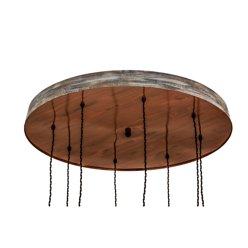 Rustic Lodge 8 - Light Oak Cluster Pendant