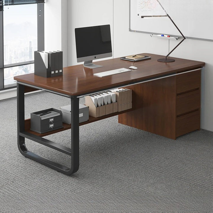 Napat Rectangle Computer Desk, 29.52cm H x 55.11cm W x 19.68cm D, Chocolate/Black