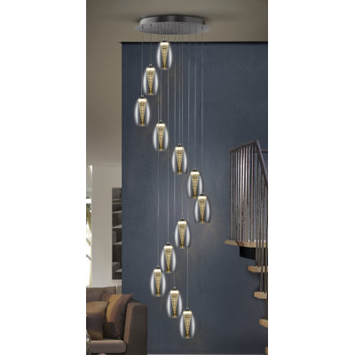 Boerner 12 - Light Chrome LED Cluster Pendant