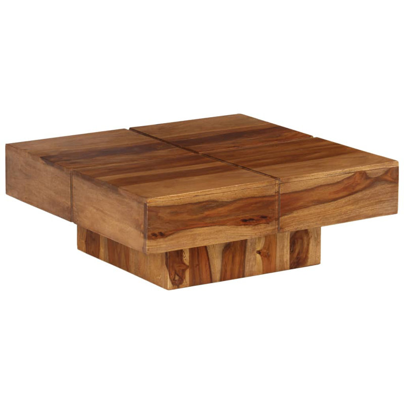 Table basse simple en bois massif, Brun, H 11 po x l 26,8 po x P 26,8 po