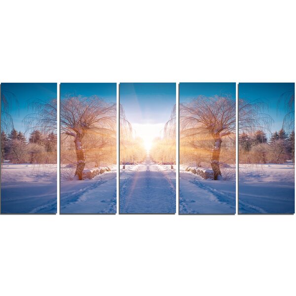 DesignArt Winter Landscape In City Park On Canvas Print | Wayfair